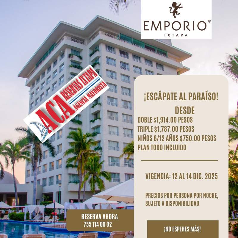 Agencia de viajes paquetes Ixtapa Zihuatanejo paquetes todo incluido hotel emporio Ixtapa y hospedaje con niños gratis para disfrutar de unas vacaciones de temporada baja y vacaciones de verano 2025 en el hotel emporio Ixtapa 2024 paquetes temporada baja y vacaciones de verano en Ixtapa Zihuatanejo. Todo incluido hotel azul en Ixtapa vacaciones de temporada baja y vacaciones de verano 2025. Promociones Ixtapa Zihuatanejo 2024 todo incluido. Reservas y promociones con agencia de viajes paquetes Ixtapa Zihuatanejo para hotel emporio Ixtapa. Zihuatanejo desde Morelia. Paquetes todo incluido Ixtapa Zihuatanejo en autobús. Descuentos agencia de viajes paquetes todo incluido Ixtapa Zihuatanejo comentarios de los hoteles en Ixtapa Zihuatanejo. Ofertas paquetes hotel emporio Ixtapa Zihuatanejo todo incluido temporada vacaciones temporada vacaciones temporada baja domingo a jueves 2025 en Ixtapa Zihuatanejo 2025. hotel emporio Ixtapa temporada vacaciones temporada vacaciones temporada baja y vacaciones de verano 2025. Tarifas especiales hotel emporio Ixtapa todo incluido temporada vacaciones temporada baja 2025.ofertas paquetes en hoteles sobre la playa en Ixtapa Zihuatanejo. Agencias de viajes que vende paquetes todo incluido en Ixtapa Zihuatanejo. Actividades para realizar en el destino de Ixtapa Zihuatanejo. Ofertas de paquetes de los hoteles en Ixtapa Zihuatanejo año 2025.playas para visitar en el destino de Ixtapa Zihuatanejo. Restaurantes recomendados en el destino de Ixtapa Zihuatanejo, promociones vacaciones temporada de vacaciones temporada baja 2025 agencia de viajes paquetes IXTAPA Zihuatanejo temporada vacaciones temporada baja y vacaciones de verano 2025, comentarios hoteles de Ixtapa Zihuatanejo, quejas del servicio, niños gratis en Ixtapa Zihuatanejo, playas de Ixtapa Zihuatanejo.